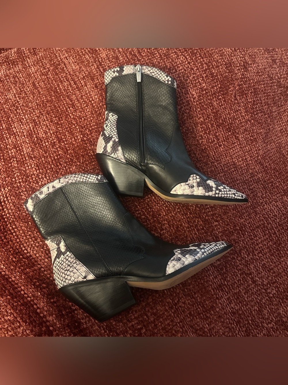 Vince Camuto Leather & Snake Embossed Western Boots - Picture 4 of 10